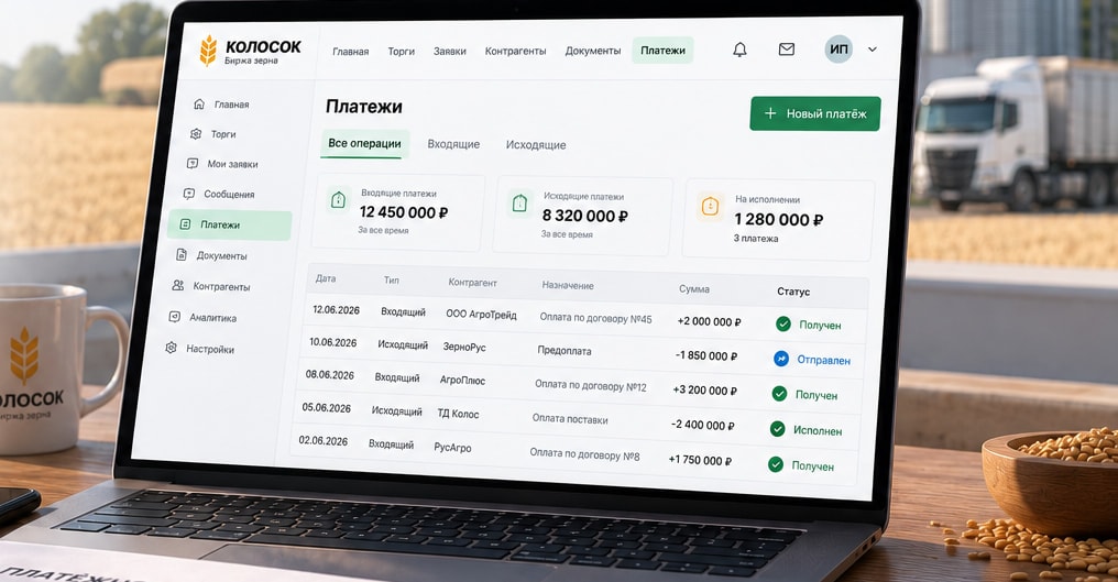 Карточка оплаты по сделке